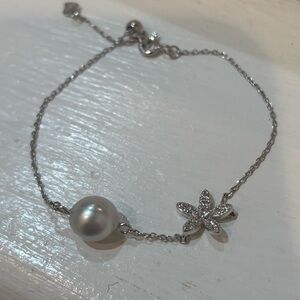 Australian White Bracelet On Sterling Silver Chain